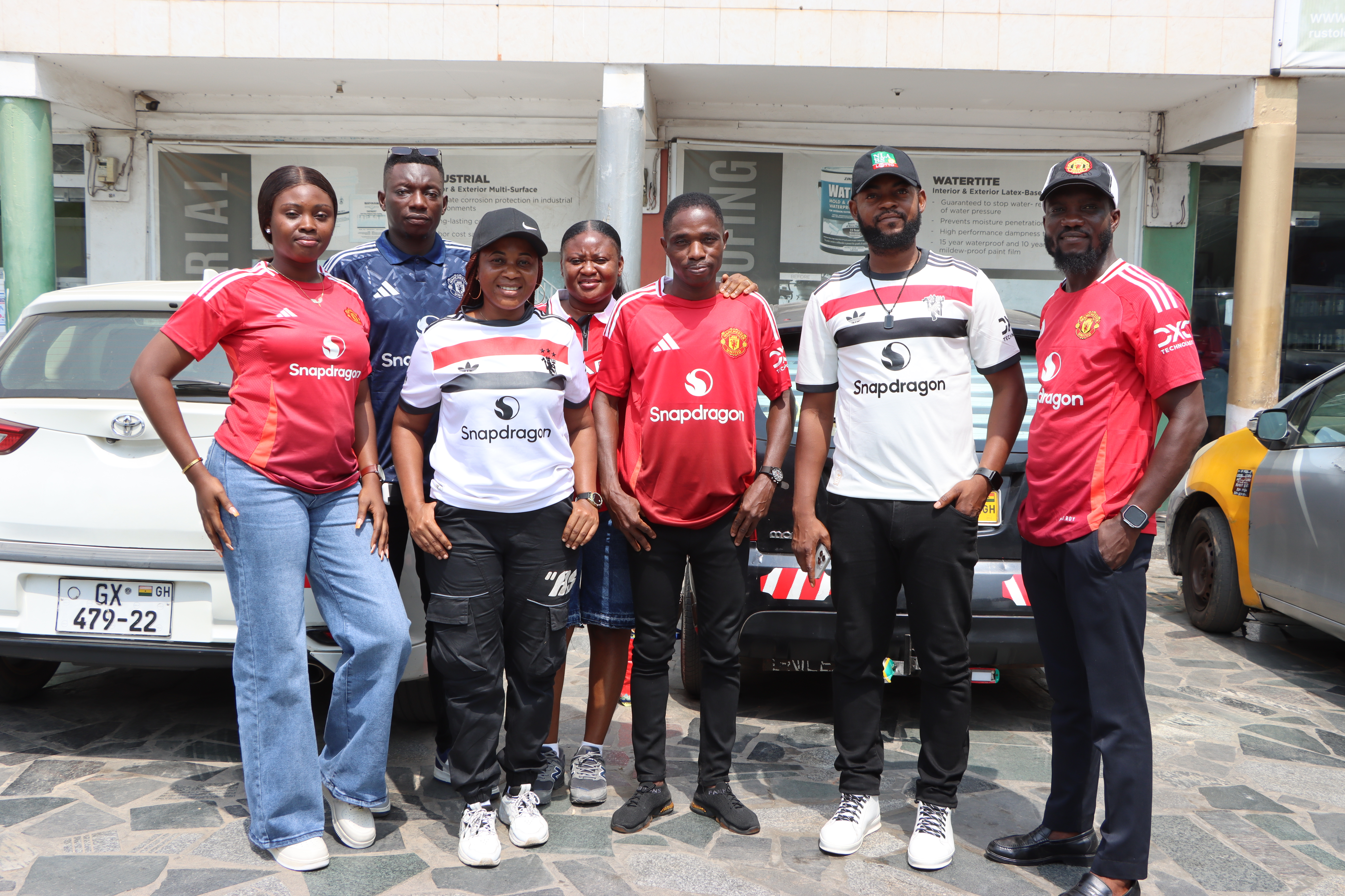 Blue Star Lotto Ghana staff on Rep Your Jersey Day